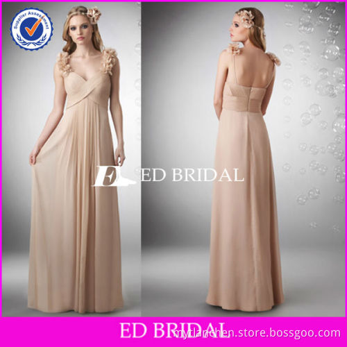 bms014 2013 new style floral straps ruffled bridesmaids dresses